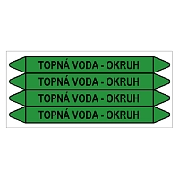 Značení potrubí, topná voda - okruh,4 ks, 250 × 26 mm